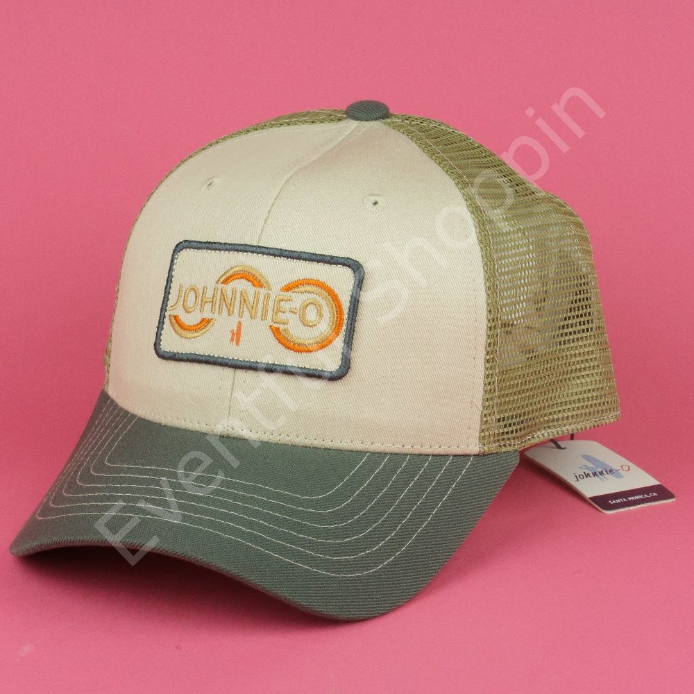 Johnnie-O Snapback Mesh Trucker Hat Mens Gold Rolling Wave Logo New